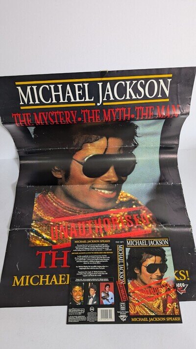 V Rare Michael Jackson Unauthorised 90s VHS Film Video Store Poster & VHS Sleeve