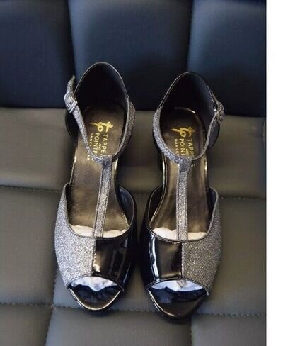 Black duo tappers & pointers Olivia latin dance shoes - all sizes