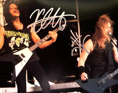 METALLICA Signed (JAMES HETFIELD & KIRK HAMMETT) 8x10" Authentic Autograph w/COA