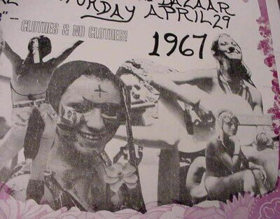1967 1960's HIPPIE FAIR POSTER BERKELEY CALIFORNIA woman girl ART Grateful Dead