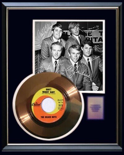 THE BEACH BOYS DON'T WORRY GOLD RECORD W -PRINTED SIGNED AUTOGRAPHS RARE!