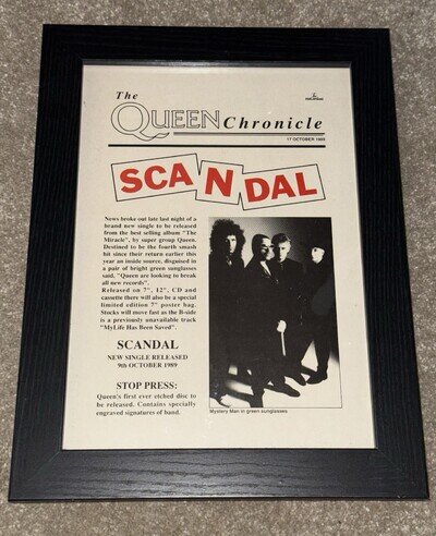 Queen Scandal 1989 Framed Newspaper Promotional Poster A4