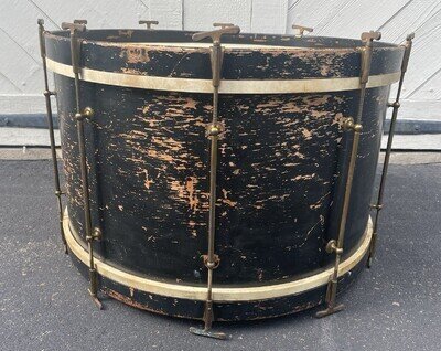Antique Wood Bass Drum Large 26" x 17" Leedy Indianapolis Vtg 1920s