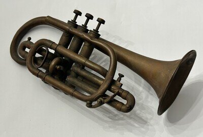 Antique 19th c. Henri Lemont Paris Cornet Brass Instrument French Horn Trumpet