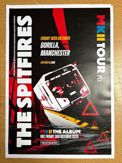 The Spitfires Gorilla Manchester 10 Oct 2025 Promo A3 Poster