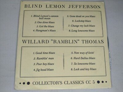 Blind Lemon Jefferson & Willard ‘Ramblin’ Thomas Vinyl LP 1920s Country Blues