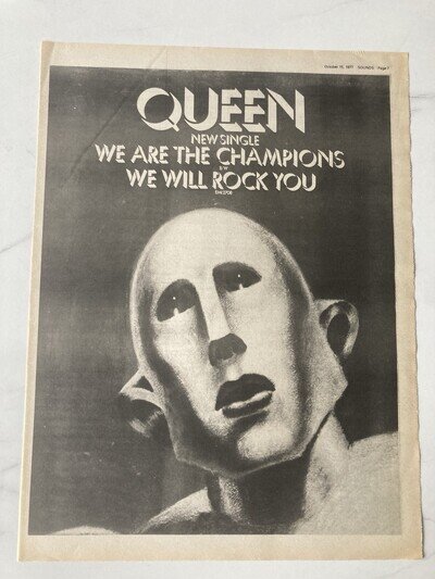 QUEEN WE ARE THE CHAMPIONS 11" x 16" FULL PAGE MAGAZINE ADVERT POSTER 1977