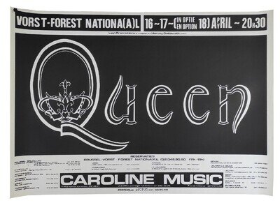 Queen concert poster, 16/17 April 1978, Forest National, Brussels