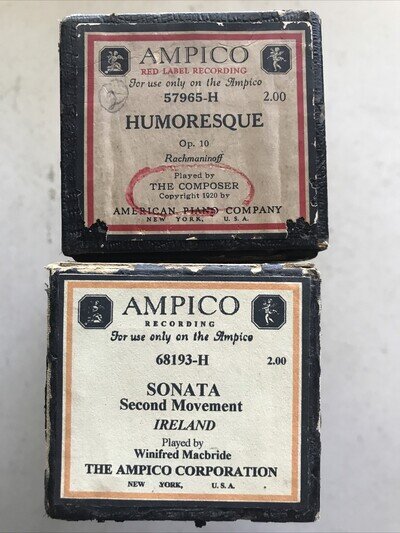 2 PIANO ROLLS AMPICO 68193 Sonata 2nd Mvt 57965 Humoresque (Rachmaninoff)