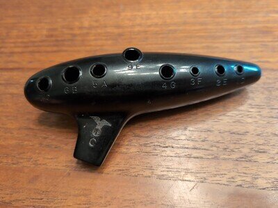 Vintage Ocarina WB Co C Wind Instrument Black Plastic Flute Music