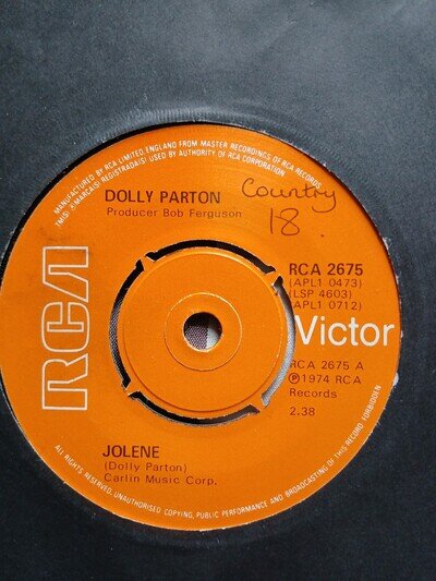 DOLLY PARTON JOLENE VINYL SINGLE RECORD