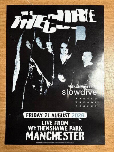 The Cure Wythenshawe Park Manchester 21 Aug 2026 Promo A3 Poster