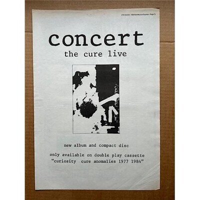 CURE CONCERT POSTER SIZED original music press advert from 1984 - these vintage