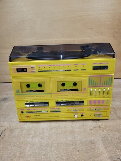 Rare Vintage Hi Fi Music Centre In Bright Yellow- Yoko