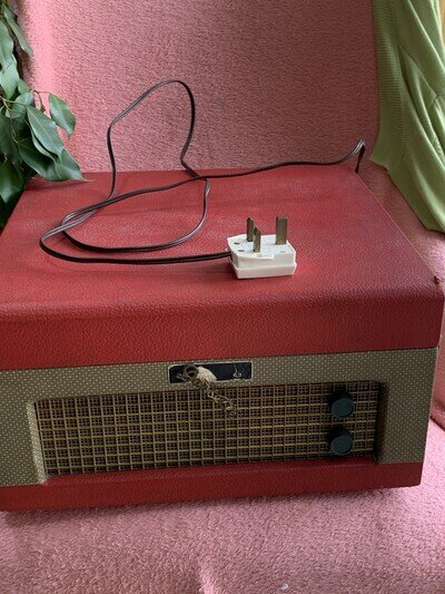 Dansette Junior Record Player 1957 ? Red and Beige ~ Working Please Read Desc