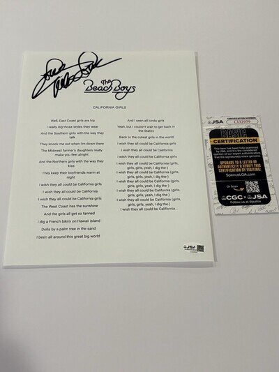 JSA COA MIKE LOVE Signed Autographed California Girls Lyrics Sheet Beach Boys
