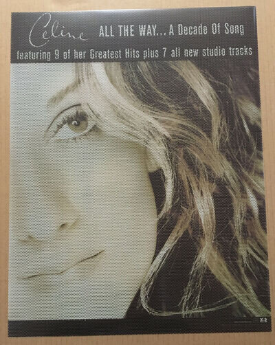 CELINE DION Rare 1999 PLASTIC VINYL PROMO POSTER 4 Decade CD NEVER DISPLAYED USA