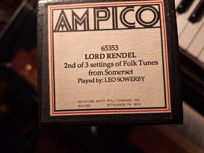 Ampico Player Piano Roll # 65353 Lord Rendel RECUT
