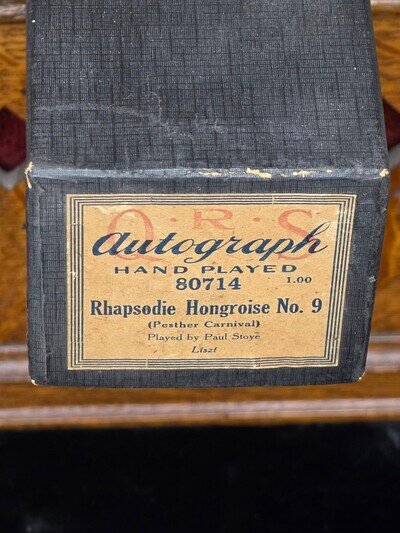 ANTIQUE QRS AUTOGRAPH HAND PLAYED PIANO ROLL RHAPSODIE HONGROISE NO. 9