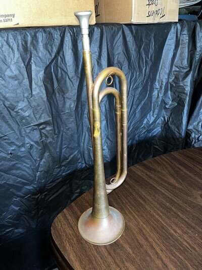 Vintage U.S. Regulation Military Brass Bugle With Original Mouthpiece USA