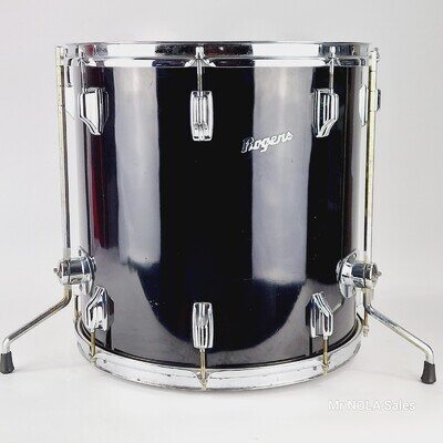 1970s Rogers 16x16 Jet Black Pearl Wood Floor Tom Script Rogers 1972 FREE Ship