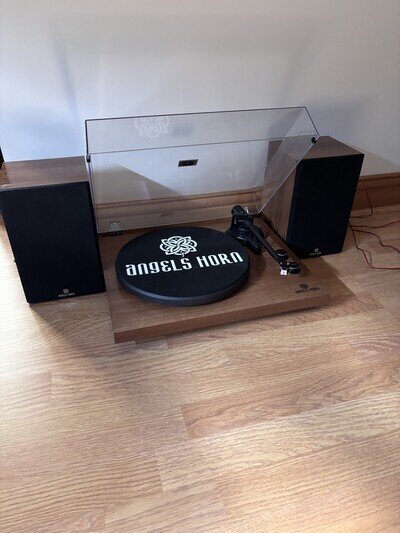 ANGELS HORN H00501 HI-FI BLUETOOTH TURNTABLE WITH STEREO BOOKSHELF SPEAKERS