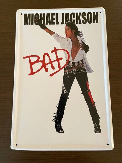 Michael Jackson Bad Metal Sign Tin Collectible Decor Used