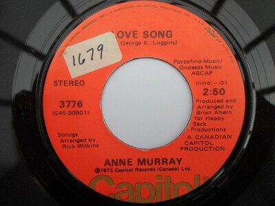 Anne Murray Love Song 7" Capitol 3776 EX 1973 US pressing