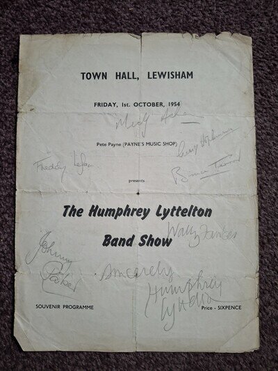 Humphrey Lyttelton 1954 Programme, Autographed, extremely rare