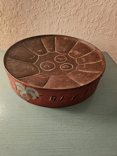 Vintage Steel Pan Drum, HandPainted Design-Very Good