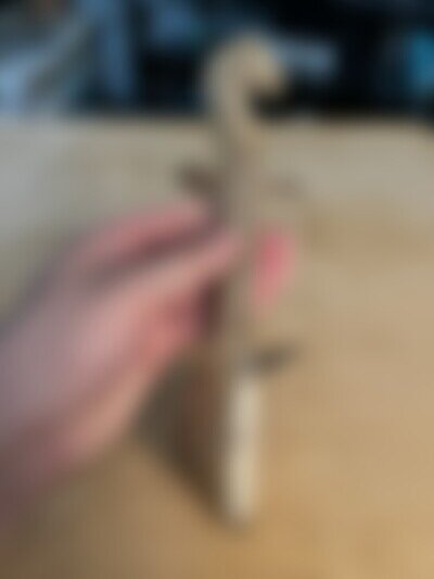 Vintage Hand Carved Wooden Gusle Folk Instrument Souvenir W/Horse Head & Rawhide