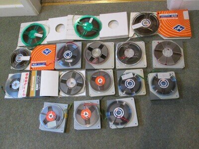 Collection of 16 Vintage Boxed Reel to Reel Magnetic Tapes - Job Lot