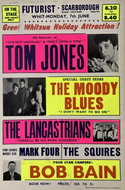 TOM JONES Concert Poster - Futurist, SCARBOROUGH 1965 - 30"x20" reprint