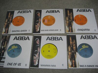 LOT: 6 X ABBA 7" VINYL SINGLES -ALL PRINTED SLEEVES