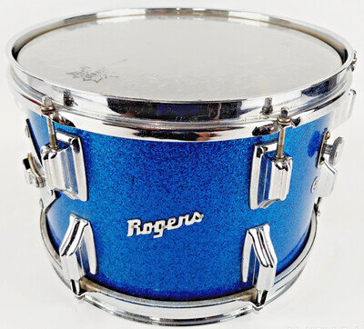 1960's Rogers Holiday Model 8x12 Sparkling Blue Pearl Wood Tom Tom Cleveland USA