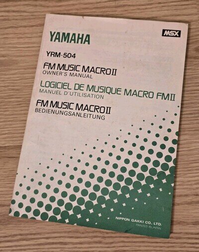 Original Owners Manual For Yamaha MSX Music Computer YRM-504 FM Music Macro II