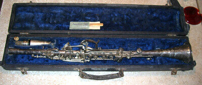 Antique Old Nickel Plated Continental Clarion Clarinet in Case