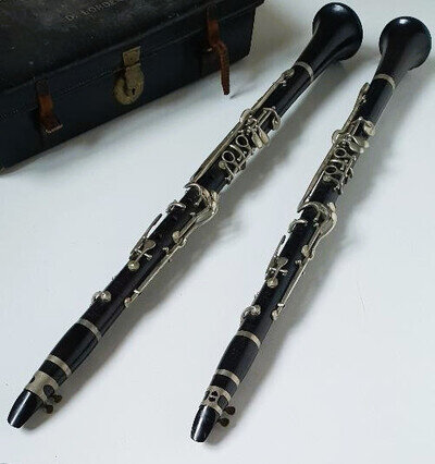 Boosey & Co London PAIR OF CLARINETS in Bb & A - Ebony - Leather Case - Vintage
