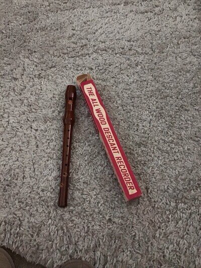 Vintage All Wood Descant Recorder Instrument by Musima Made In Germany with Box