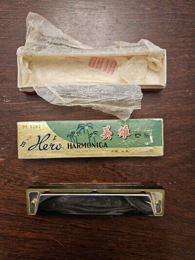Vintage Hero M1202 Harmonica in original box.