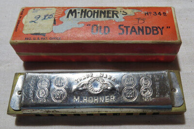 M HOHNER'S OLD STANDBY HARMONICA No 34B IN ORIGINAL BOX GREAT SHELF DISPLAY