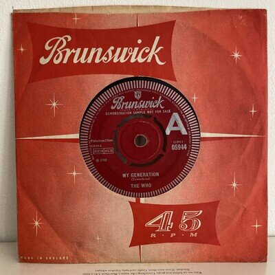 THE WHO - ‘MY GENERATION’ DEMONSTRATION COPY. BRUNSWICK 05944. 1965 CLASSIC 45!!