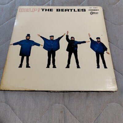 Help The Beatles LP Record Red Beach Photo Signed Insert OP-7367 Used