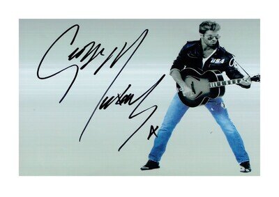George Michael in BSA jacket A4 reproduction autograph mounted poster
