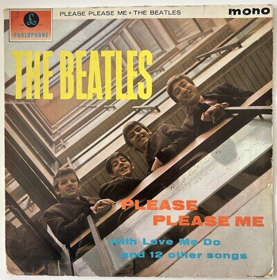 Beatles Please Please Me Black -Gold Mono 1st UK Press Signed By George Martin