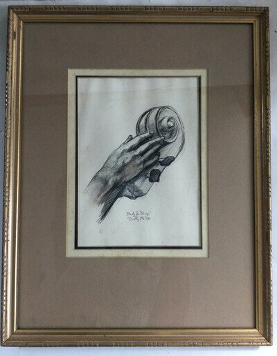 Timothy Phillips STUDY FOR STRINGS CELLO Orig. Pen and Ink Drawing Signed - L11