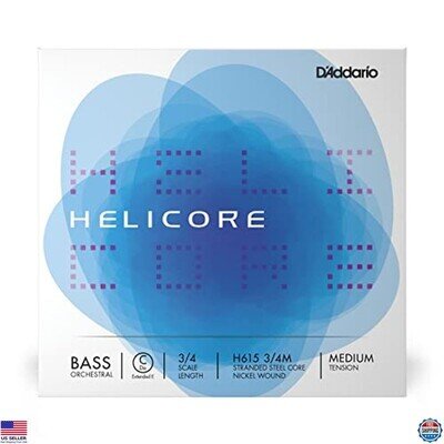 D'Addario Helicore Orchestral Bass String C (Extended E), 3/4 Scale, Medium