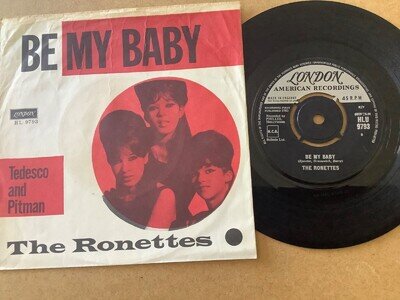 THE RONETTES - BE MY BABY - DANISH 7” PICTURE SLEEVE on LONDON HL 9793 -EX/ VG+