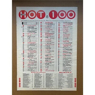 BILLBOARD HOT 100 CHART MAY 30 1970 POSTER SIZED original USA singles chart - 1