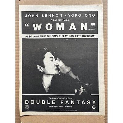 JOHN LENNON/YOKO ONO WOMAN POSTER SIZED original music press advert from 1981 -